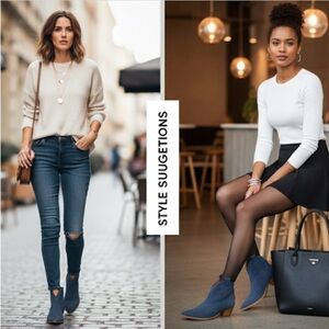 Dingo Blue Suede Western Ankle Boots – Size 8M